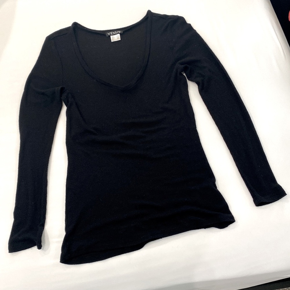 Venus Long Sleeve Black Blouse